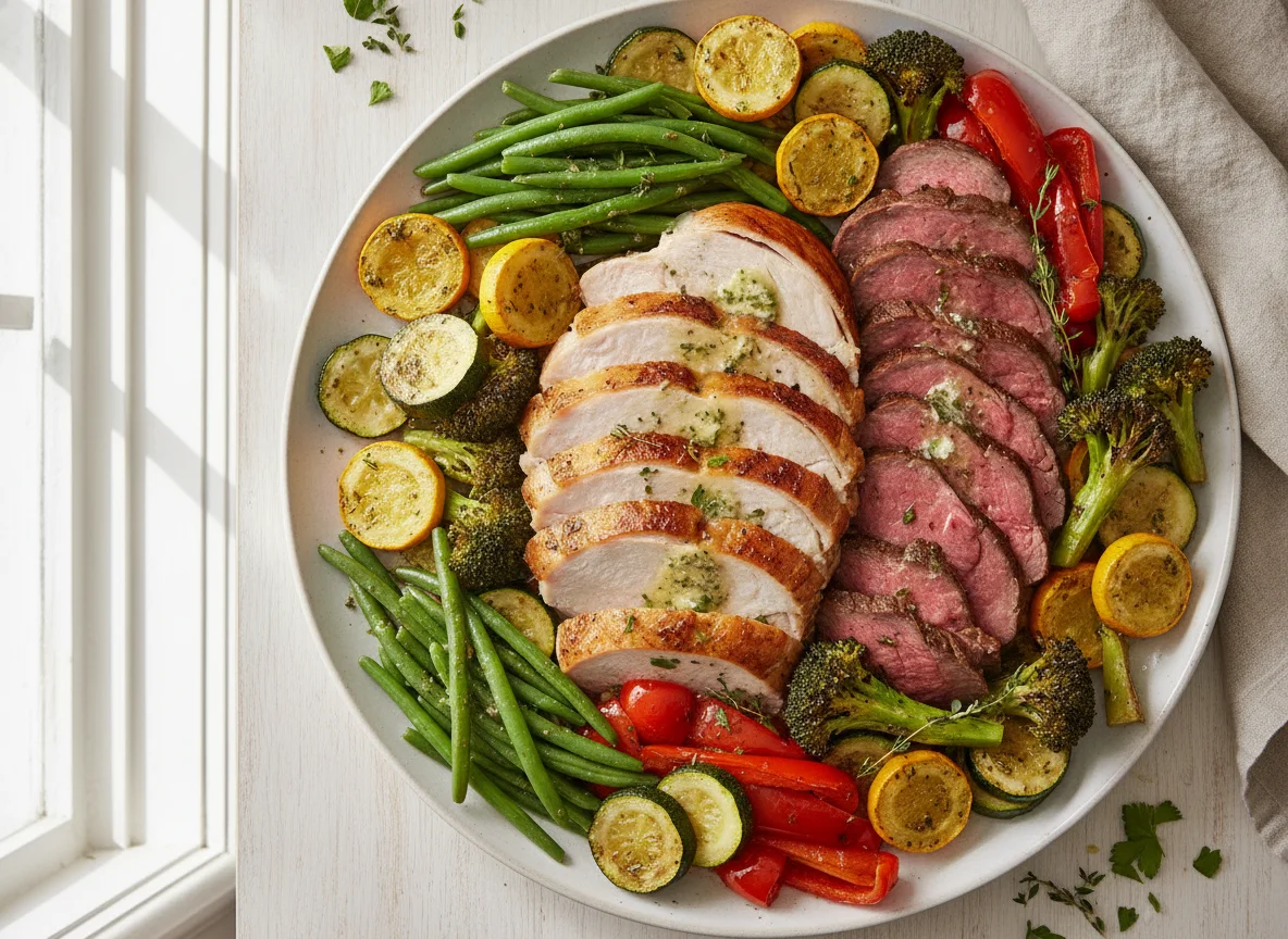 Roasted Turkey and Beef with Mixed Vegetables photo