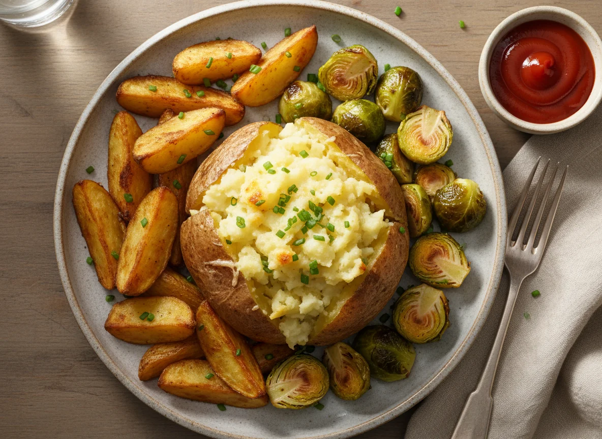 Roasted Vegetables and Stuffed Potato photo