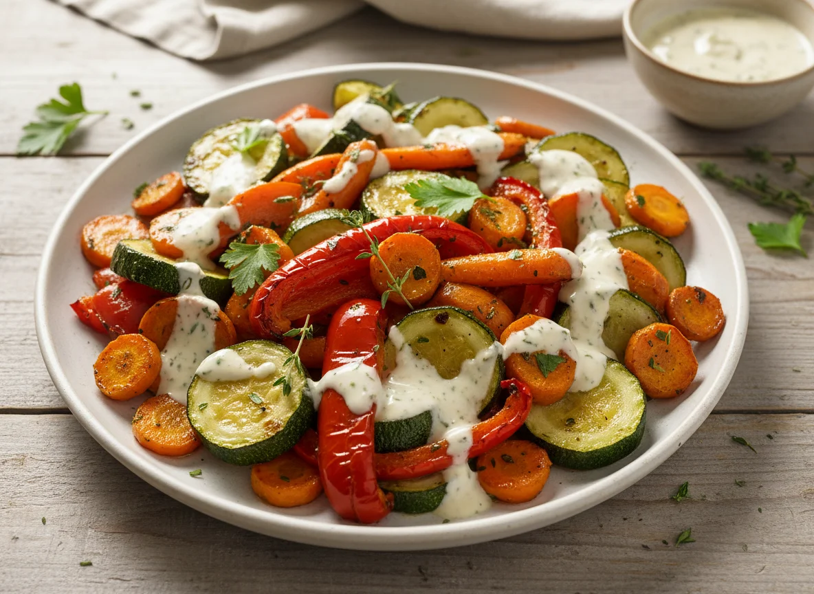 Roasted Vegetables with Creamy Dressing photo