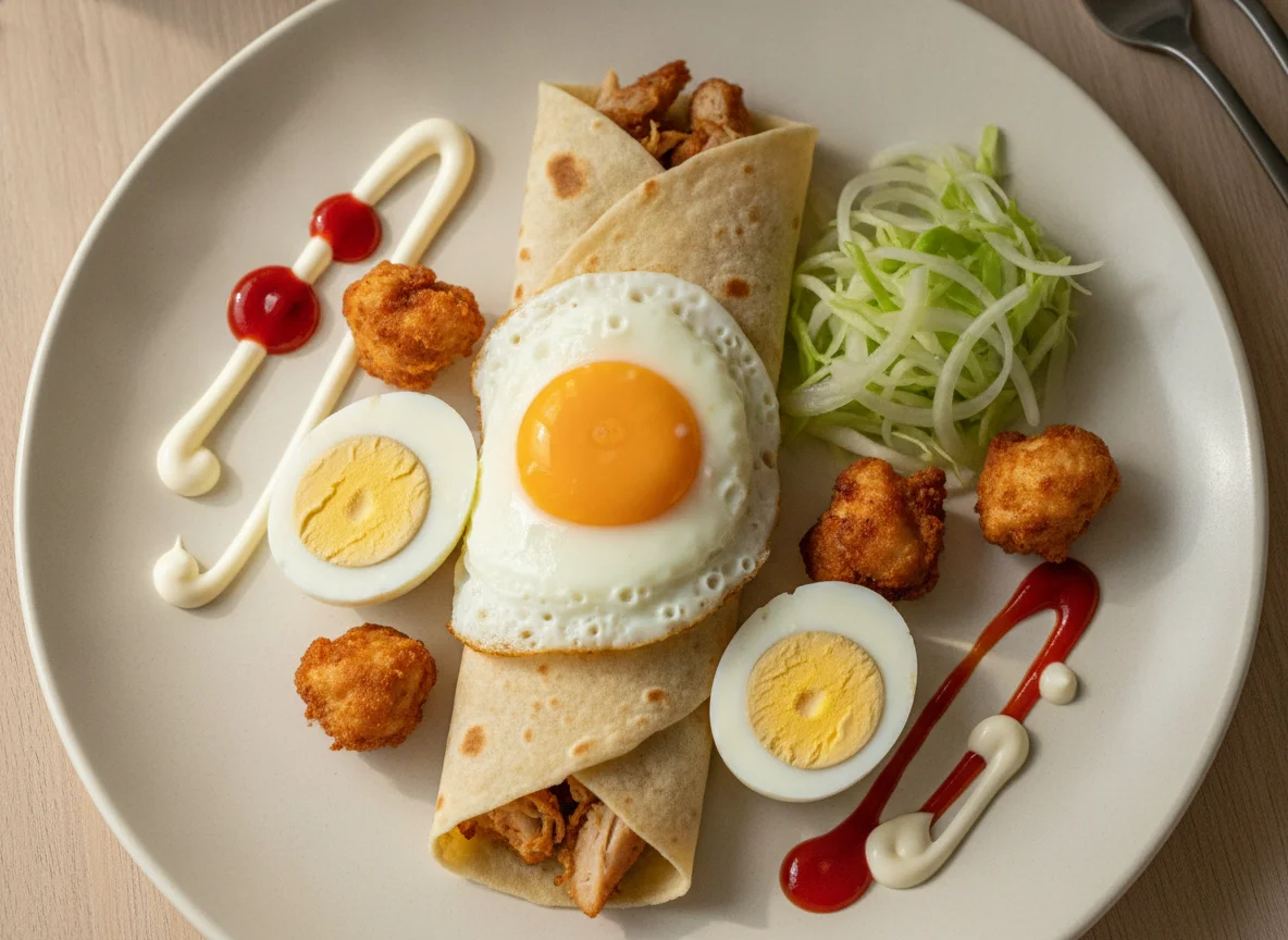 Rolex with Boiled Eggs and Sauces photo