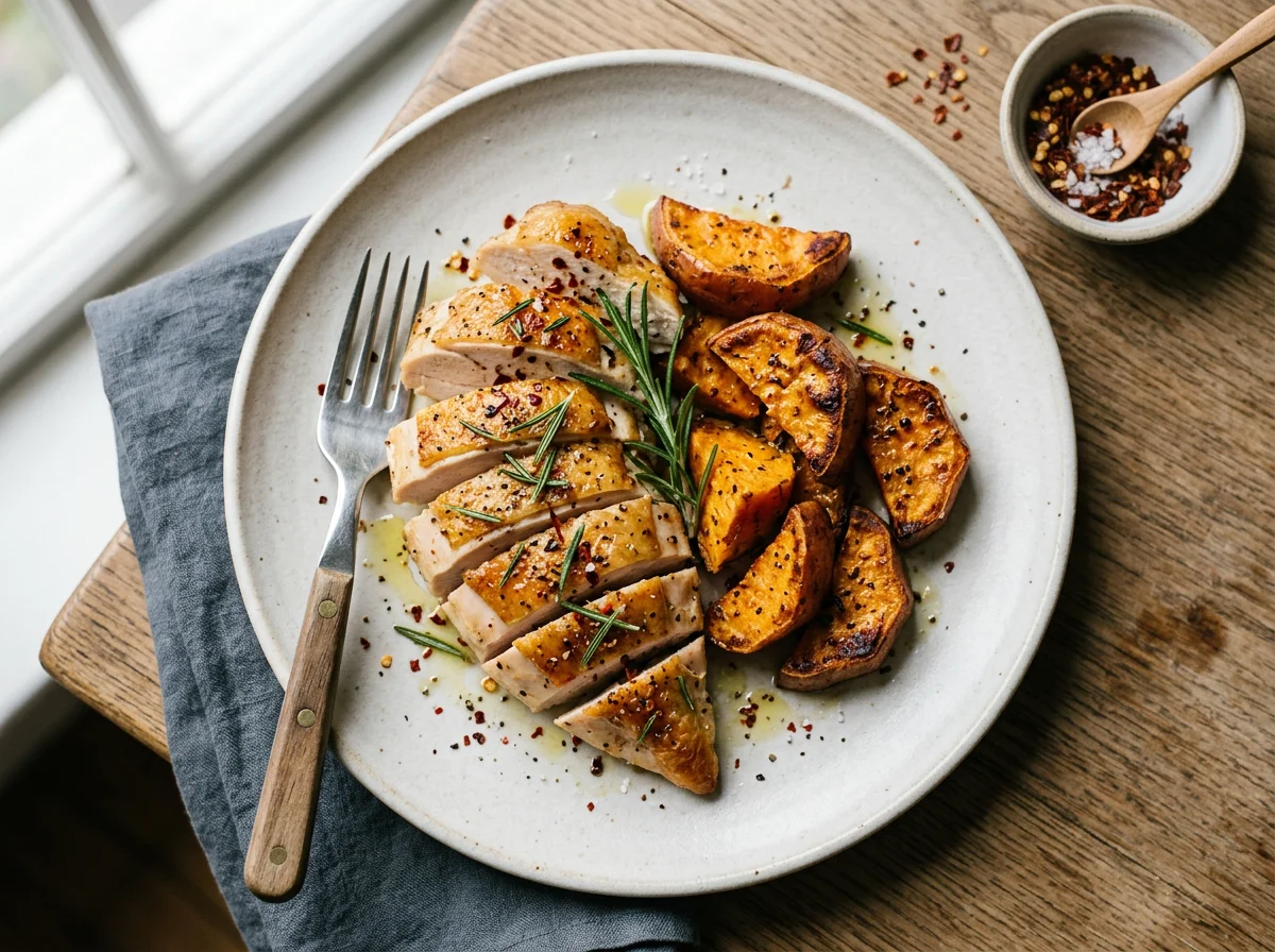 Rosemary Chicken with Roasted Sweet Potatoes photo