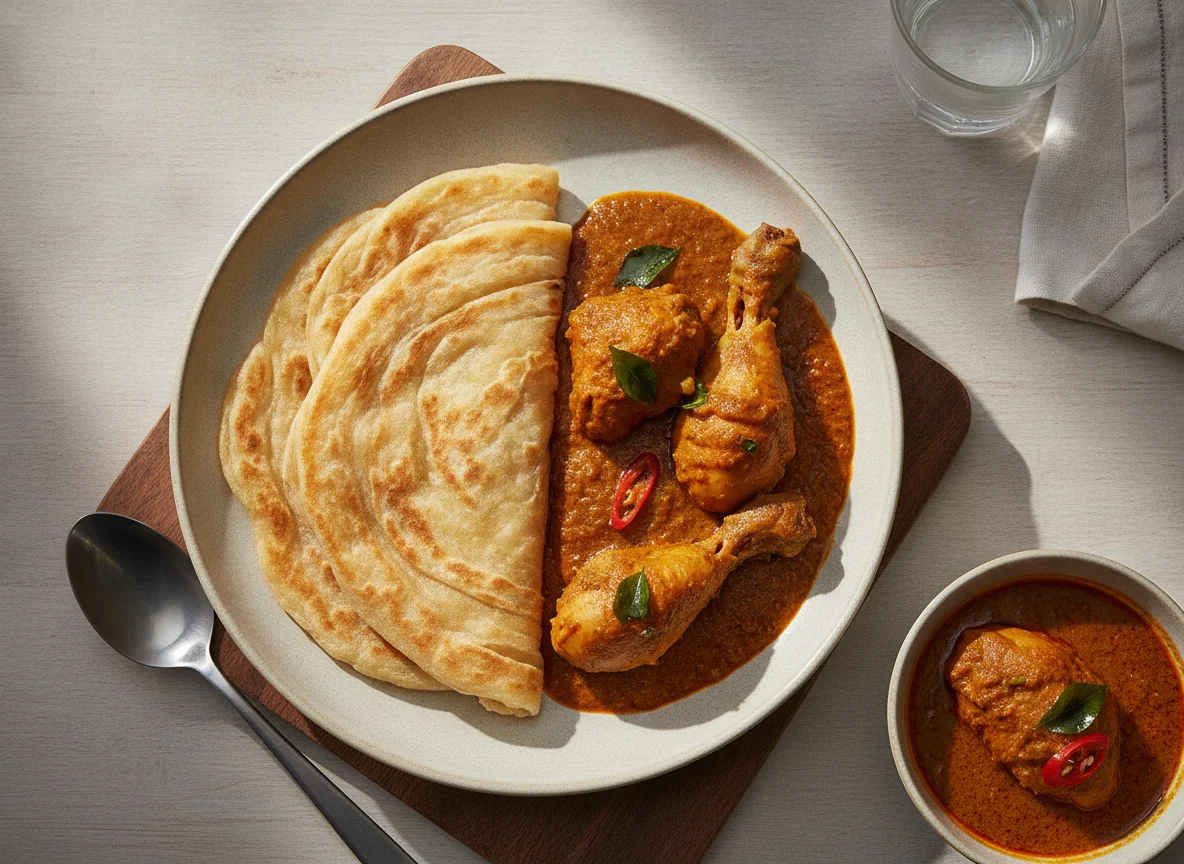 Roti Prata with Chicken Curry photo