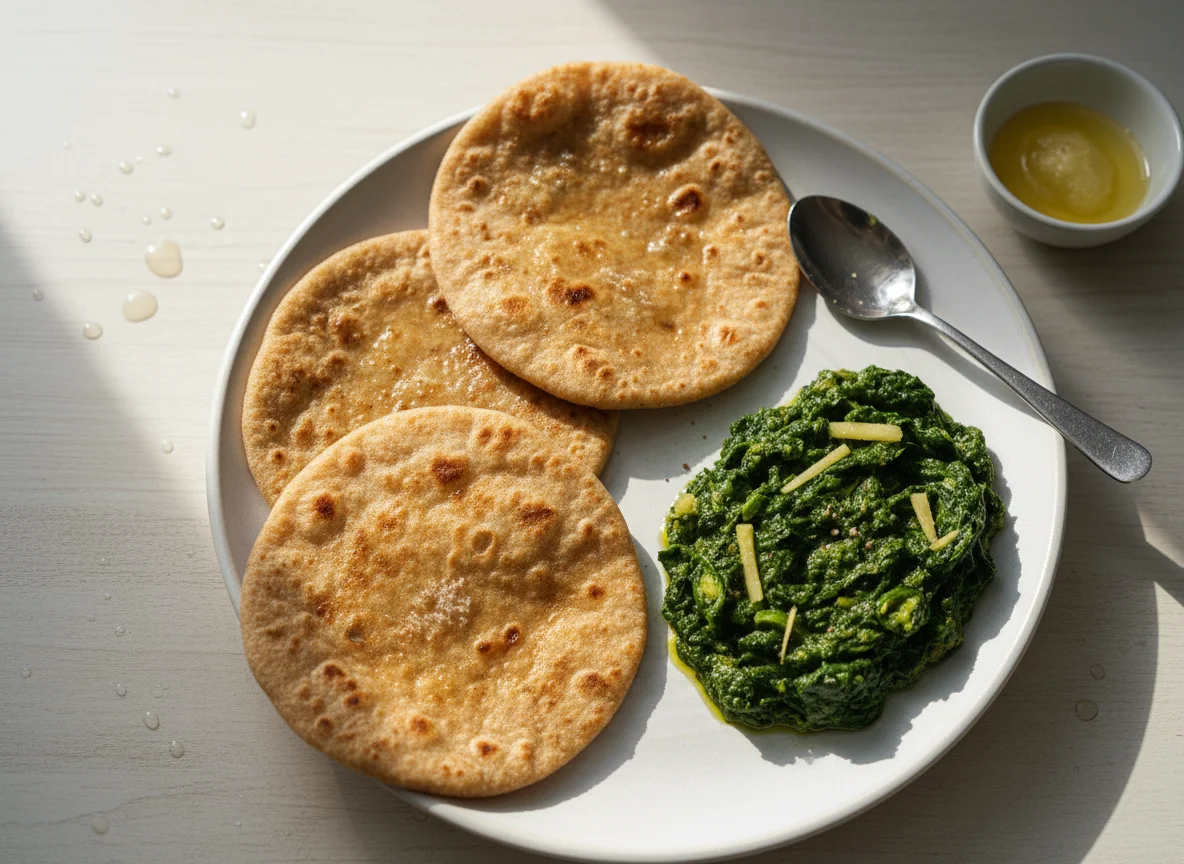 Roti with Palak Sabzi photo