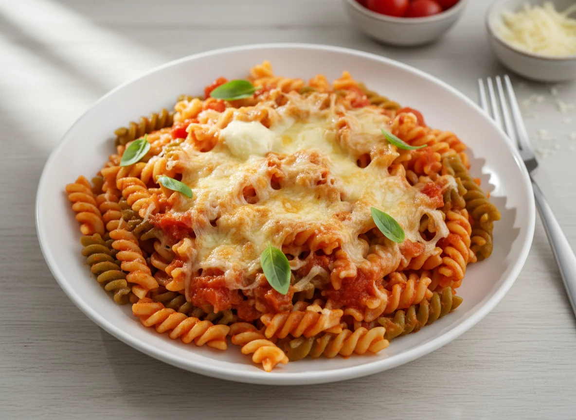 Rotini Pasta with Tomato Sauce and Cheese photo