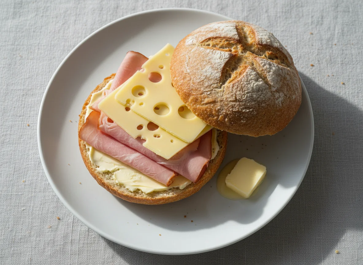 Rúnstykki with ham and cheese photo
