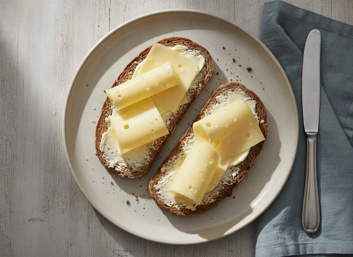 Rye bread sandwich with cheese photo