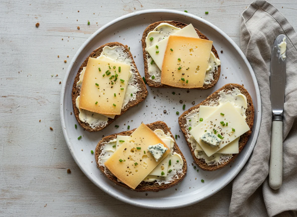 Rye bread with cheese photo