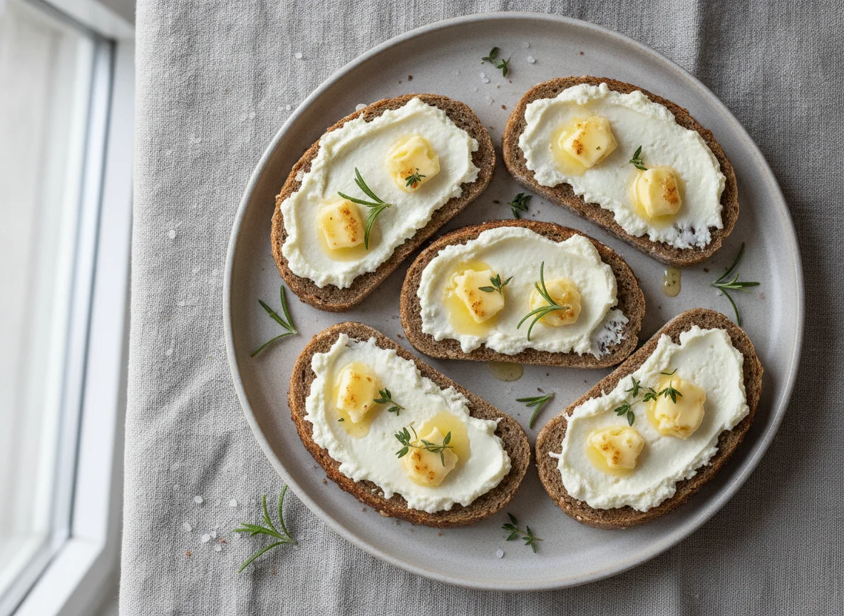 Rye bread with Hermelín cheese photo