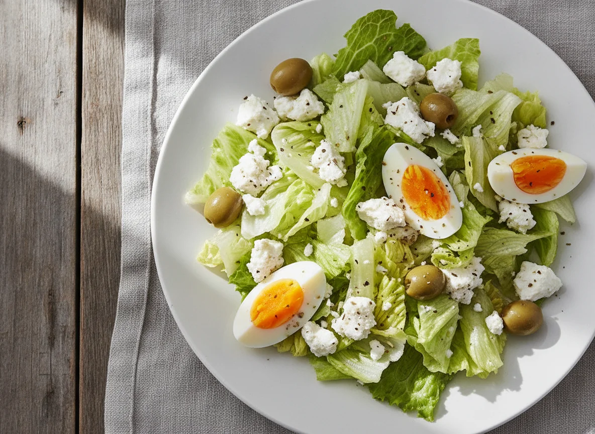Salad with Feta Cheese, Eggs, and Olives photo