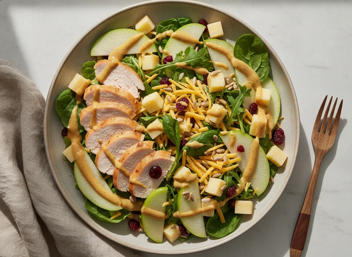 Salad with smoked chicken photo