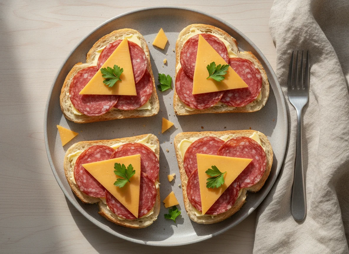 Salami and Cheese Open Sandwiches photo