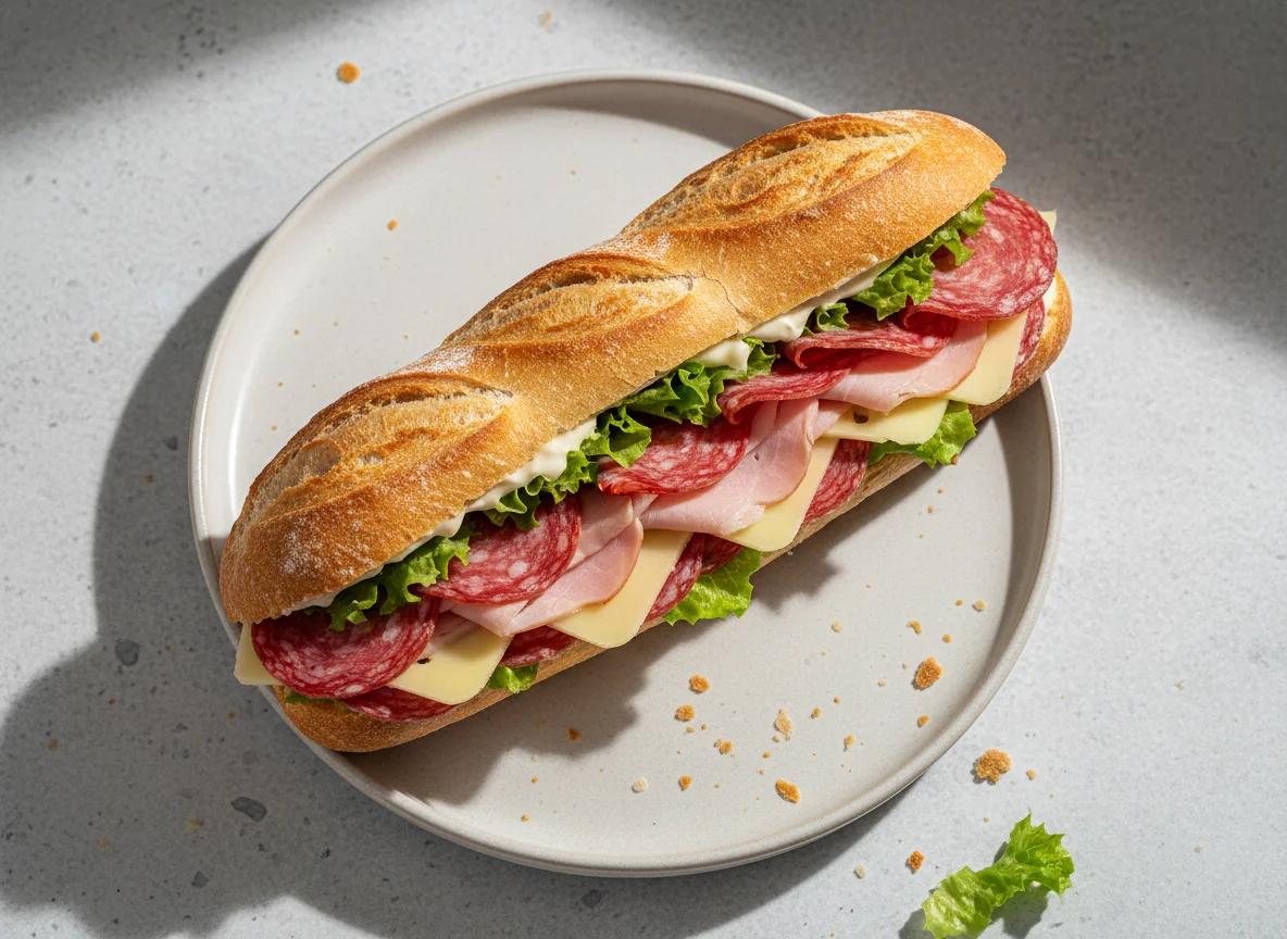 Salami and Ham Baguette photo