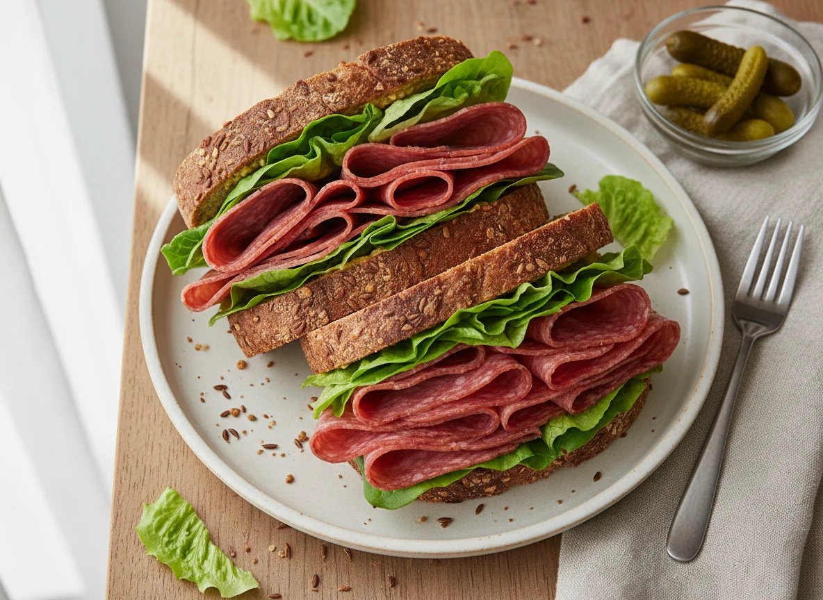 Salami and Lettuce Sandwiches photo