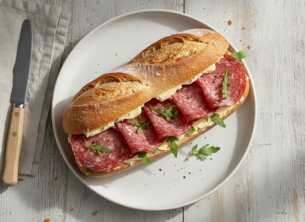 Salami Baguette Sandwich photo
