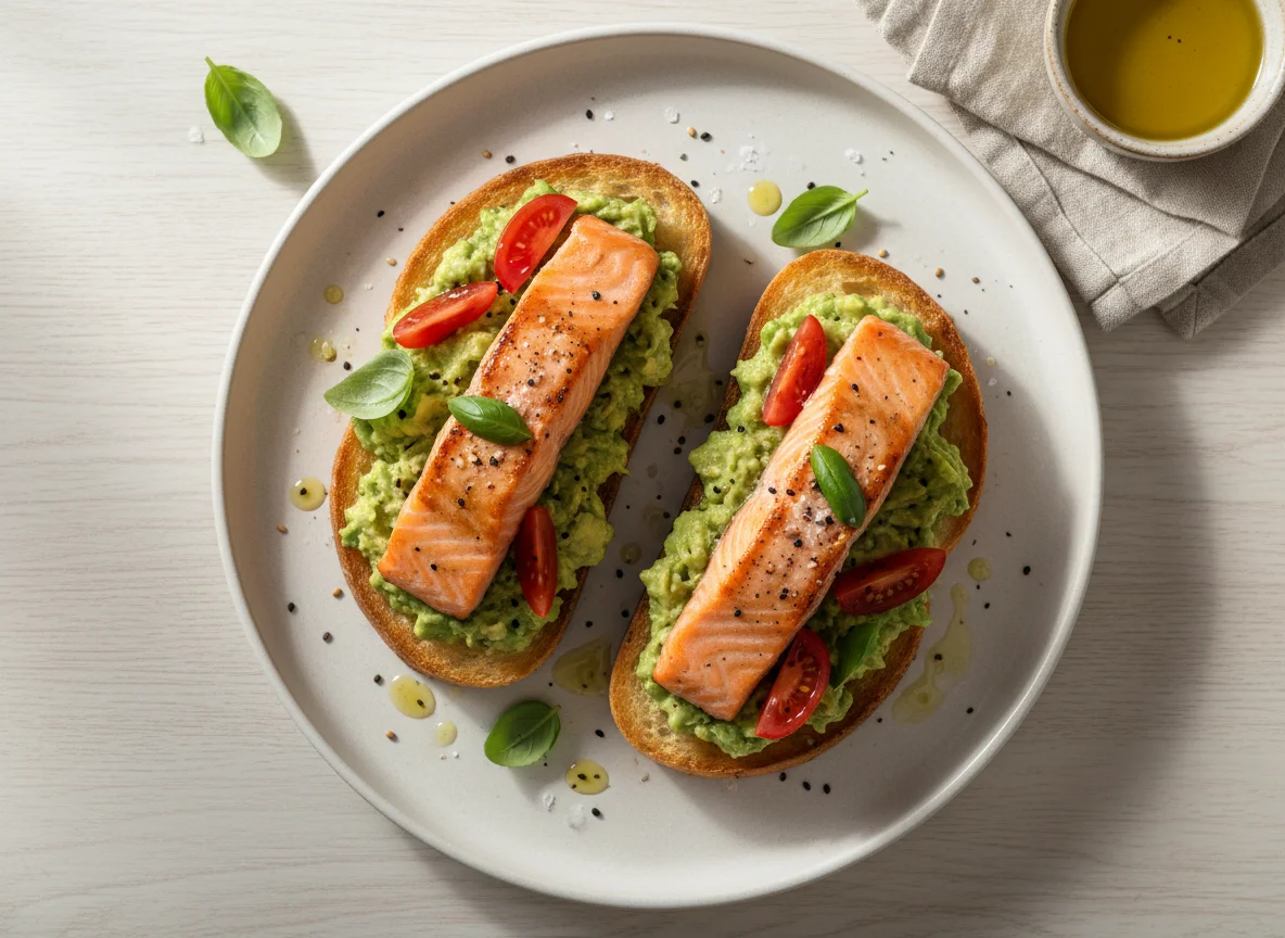 Salmon and Avocado on Brioche Toast photo