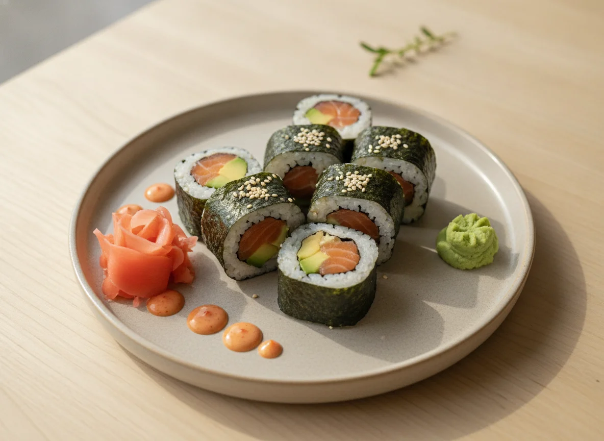 Salmon and Avocado Sushi Rolls photo