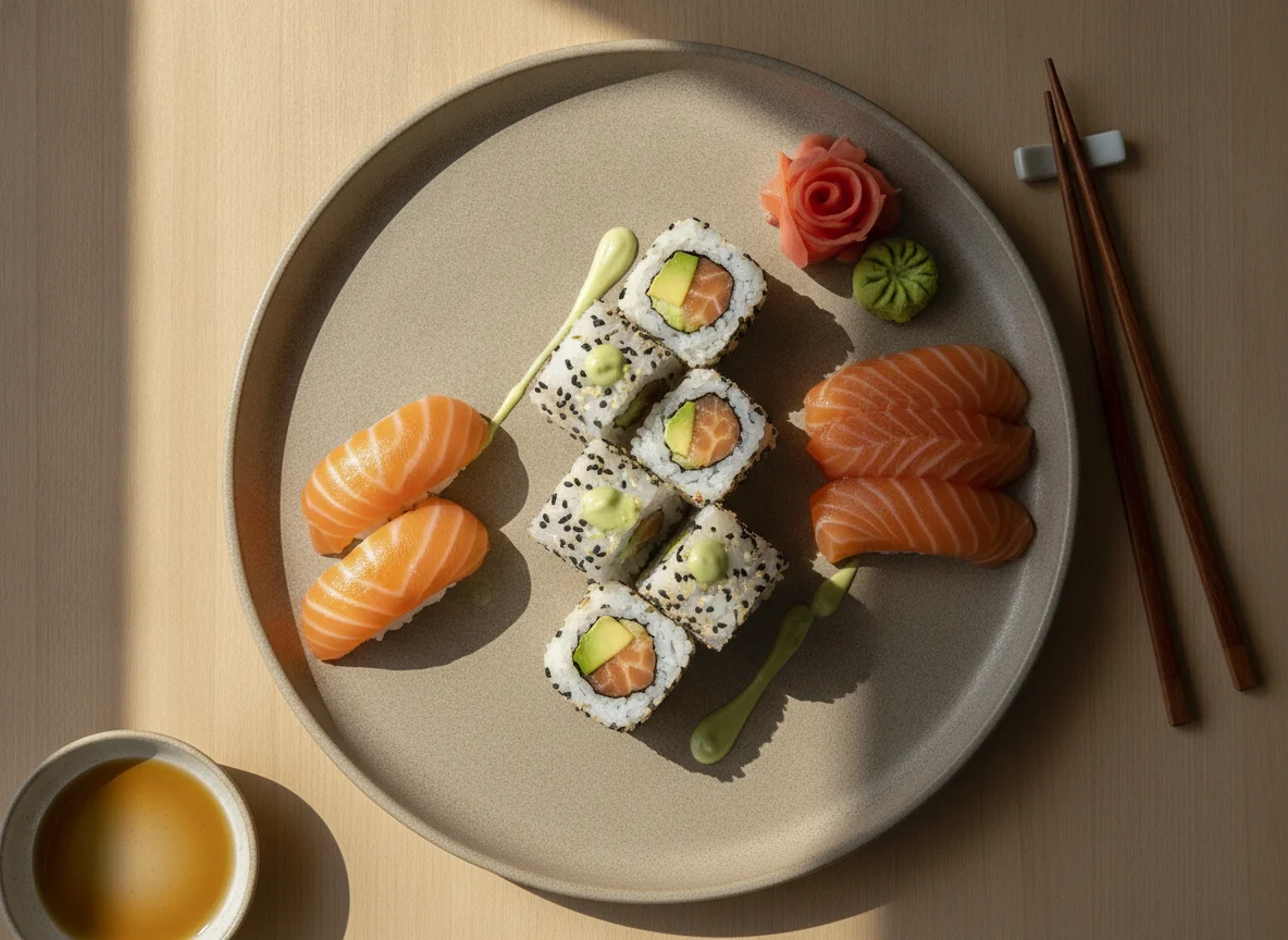 Salmon and Avocado Sushi Set photo