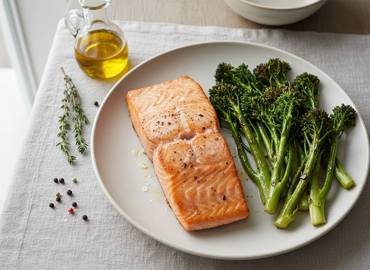 Salmon and Broccolini photo