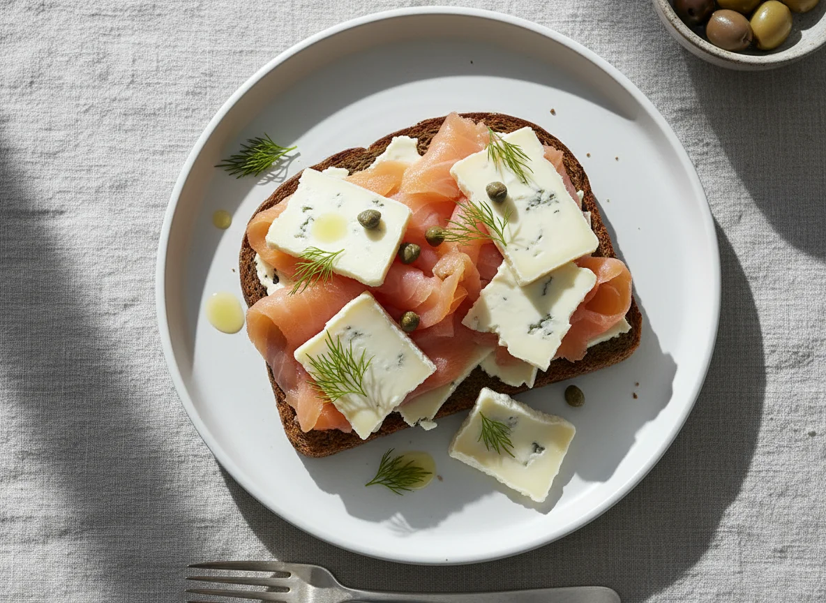 Salmon and Cheese Open Sandwich photo
