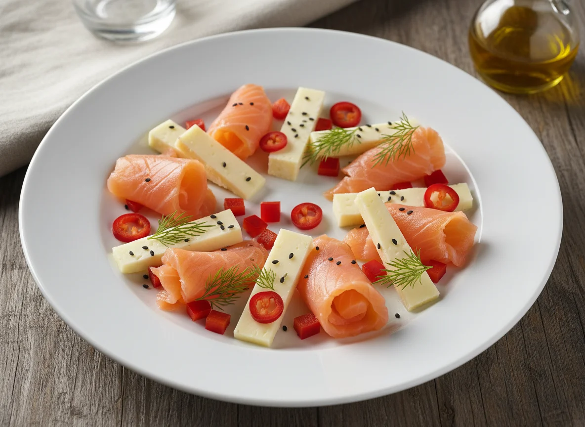 Salmon and Cheese Snack with Peppers photo