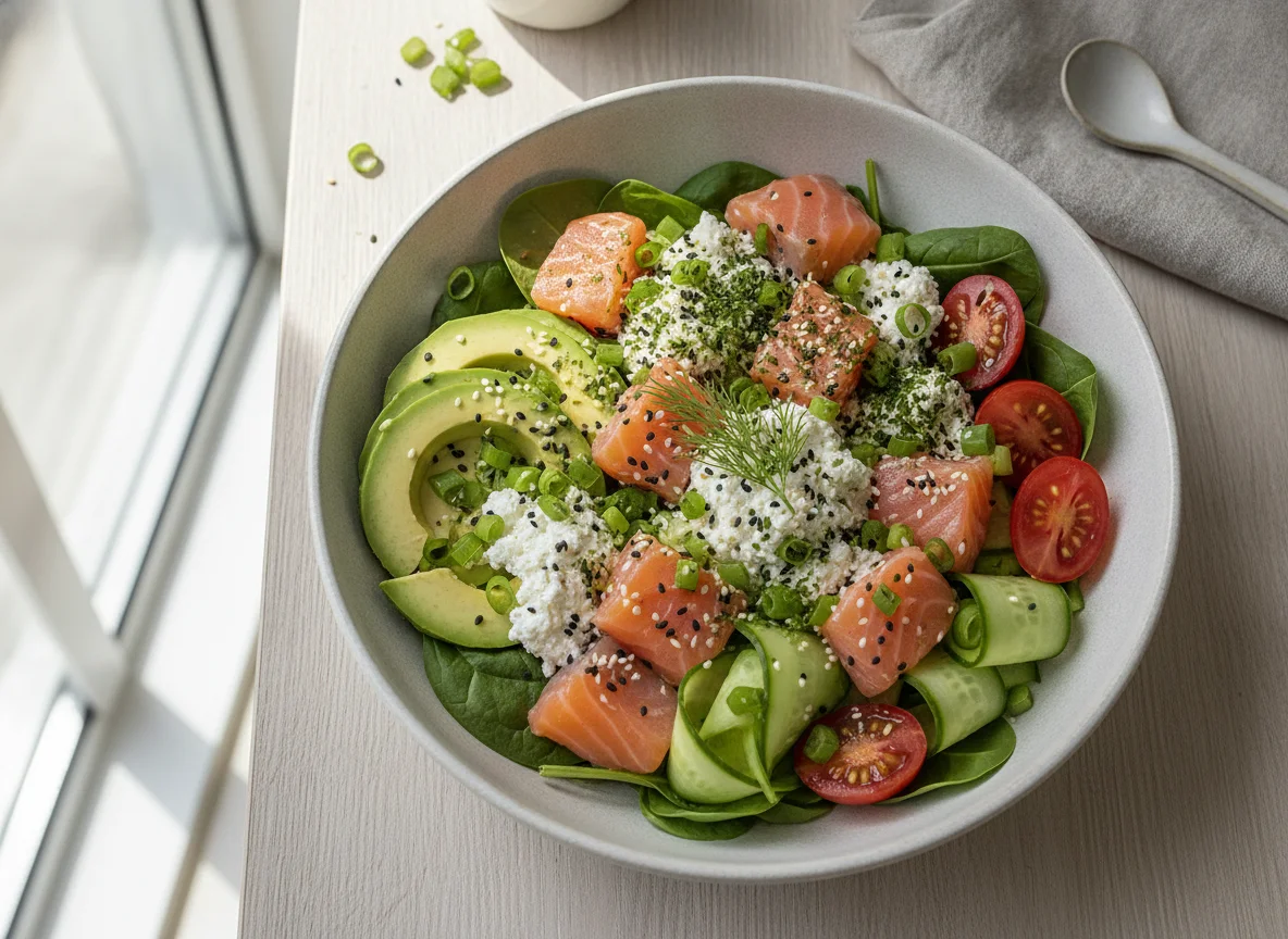 Salmon and Cottage Cheese Poke Bowl photo
