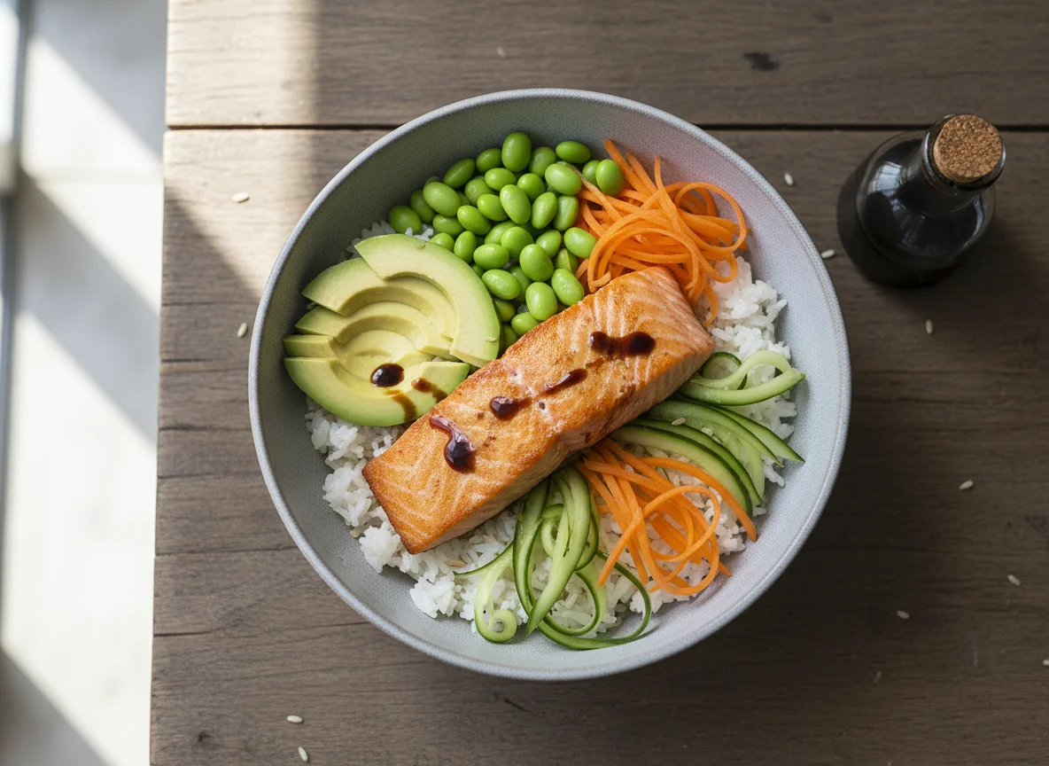 Salmon and Edamame Rice Bowl photo