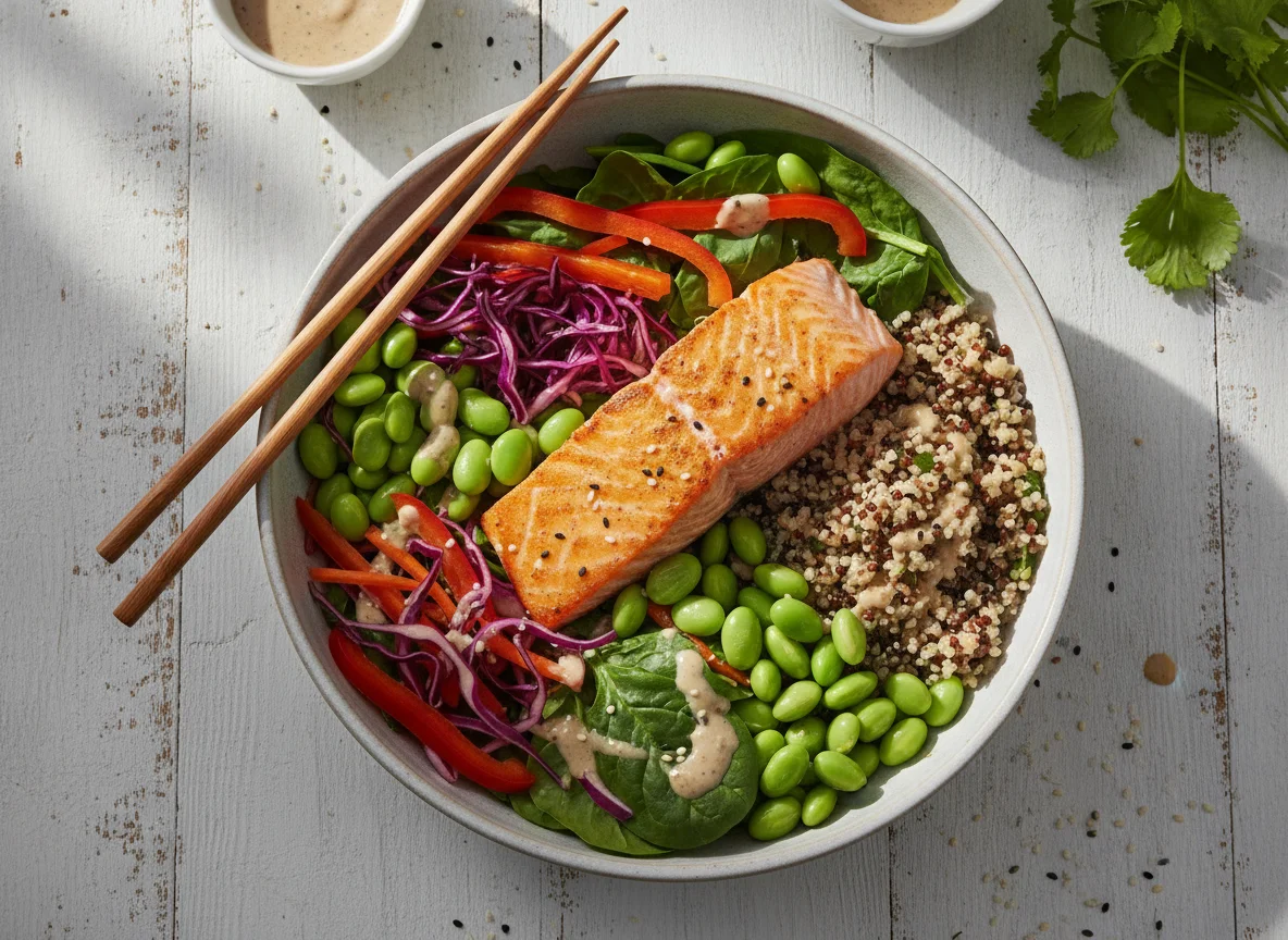 Salmon and Edamame Salad Bowl photo