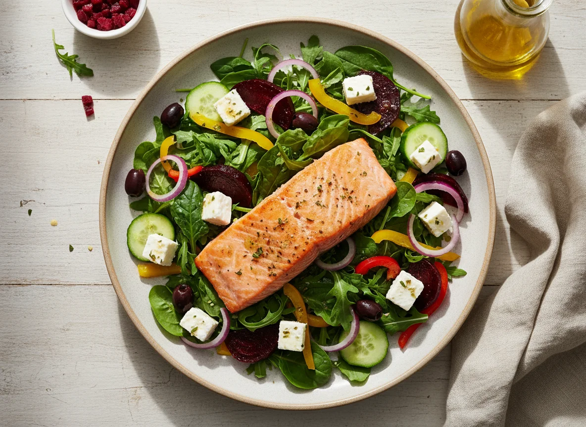 Salmon and Feta Salad with Beetroot photo
