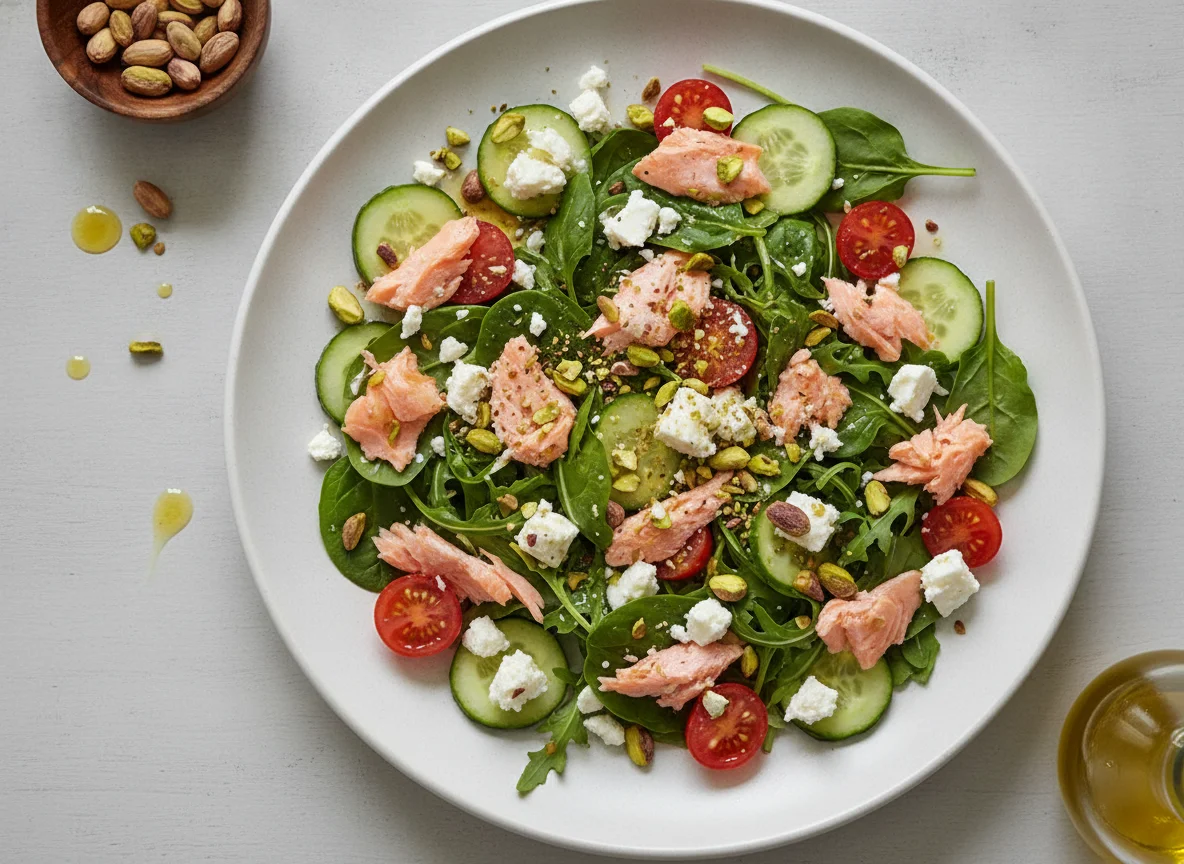 Salmon and Feta Salad with Pistachios photo