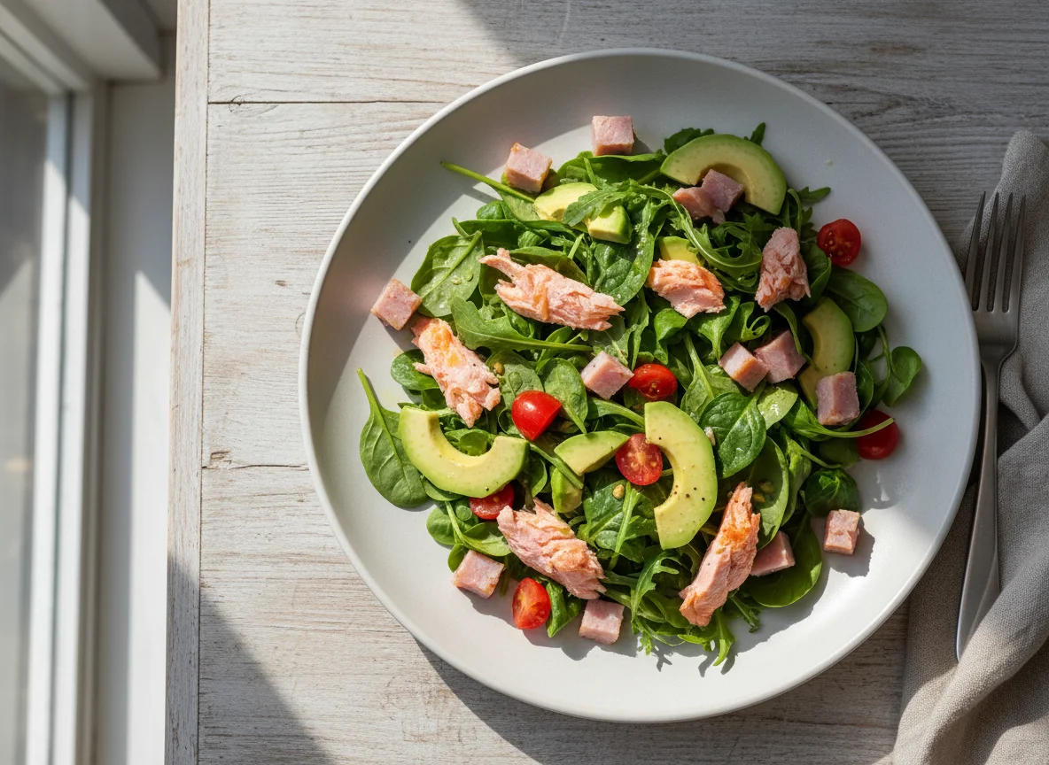 Salmon and Ham Salad with Avocado photo