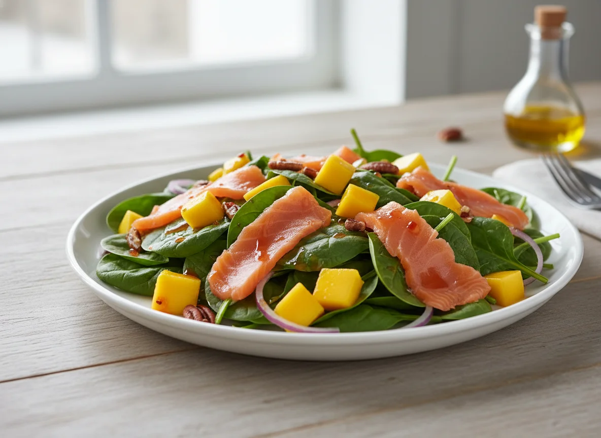 Salmon and Mango Spinach Salad photo