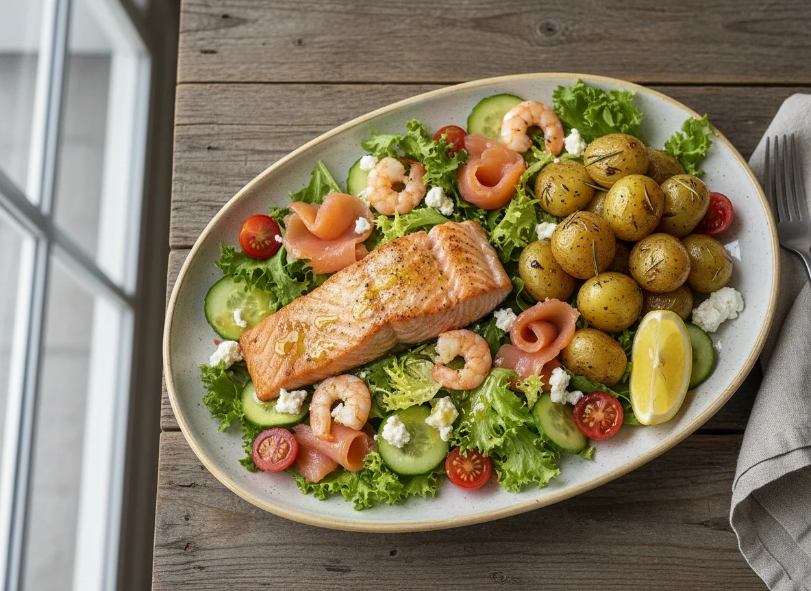 Salmon and Potato Salad Plate photo