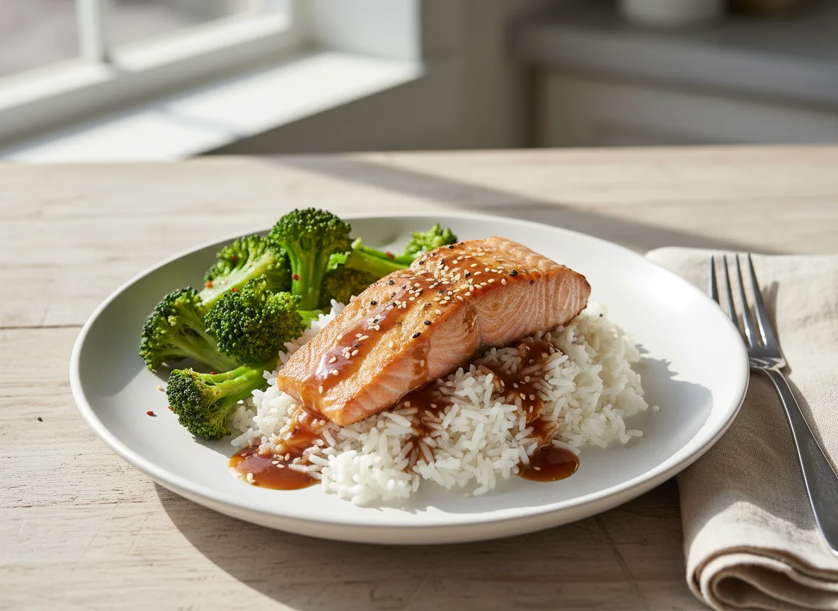 Salmon and Rice with Broccoli photo