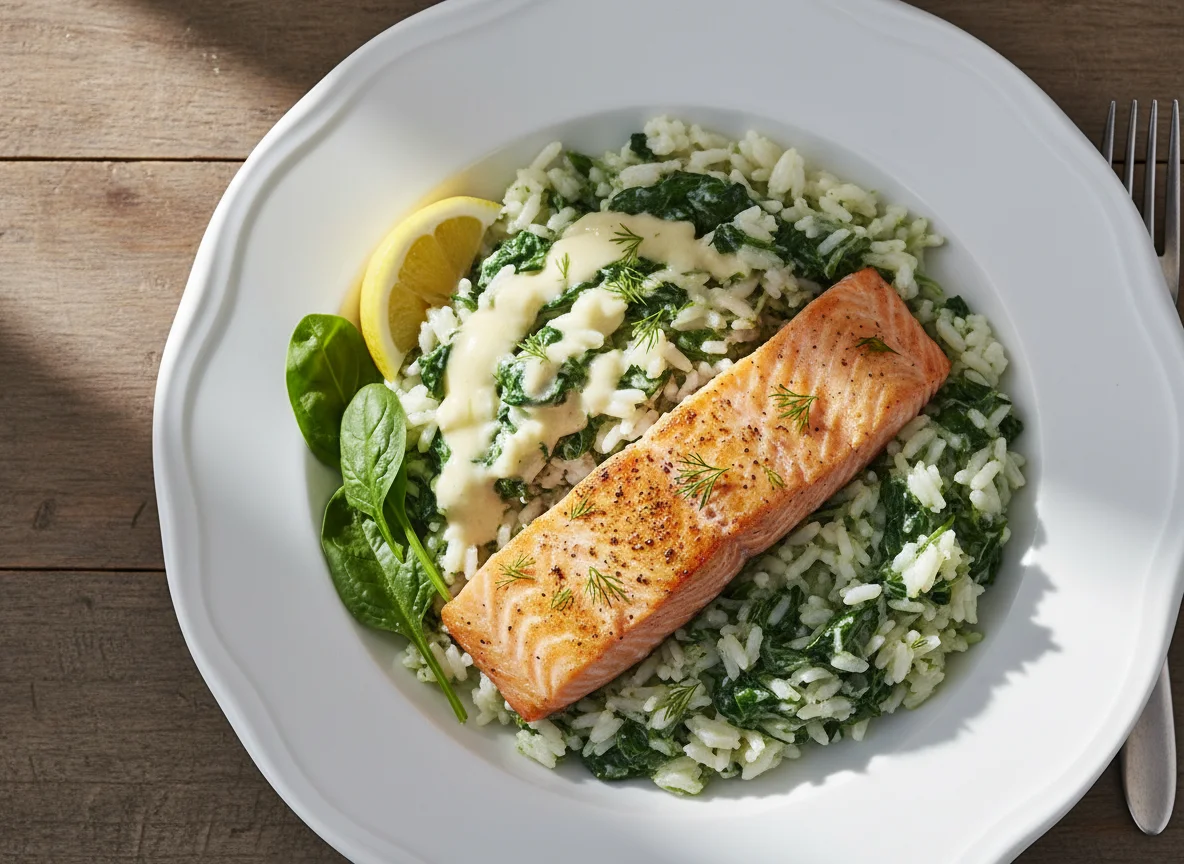 Salmon and Spinach Rice photo