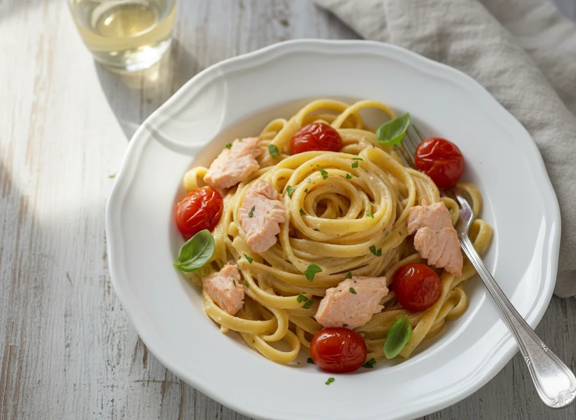 Salmon and Tomato Tagliatelle photo
