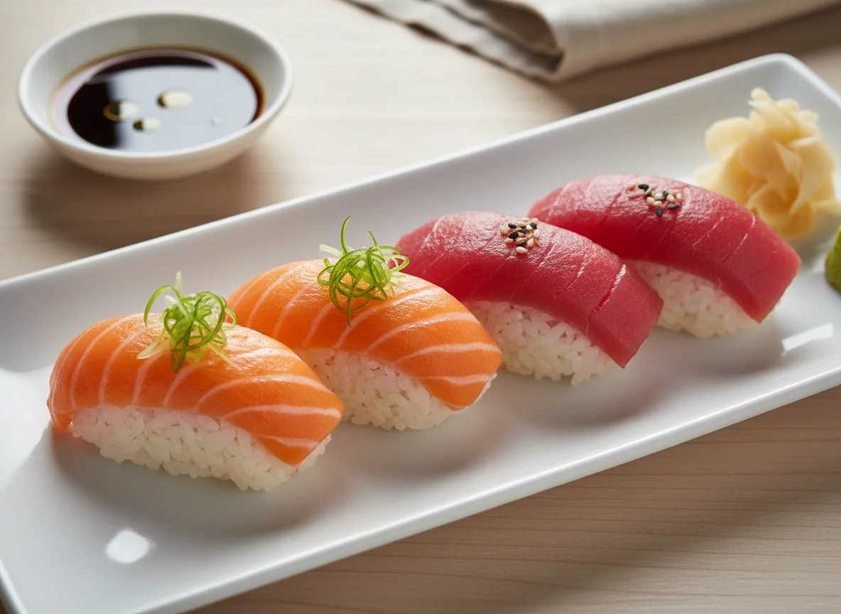 Salmon and Tuna Nigiri photo