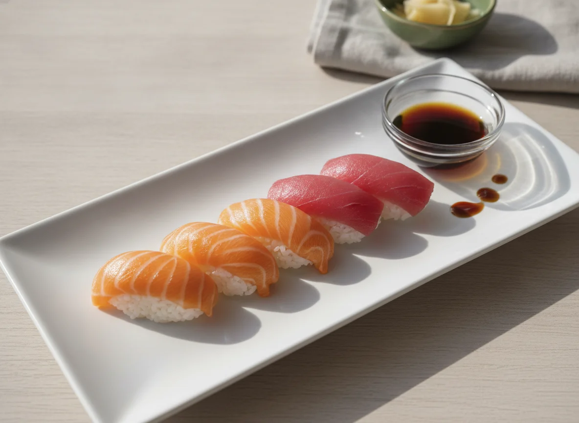 Salmon and Tuna Nigiri Sushi photo