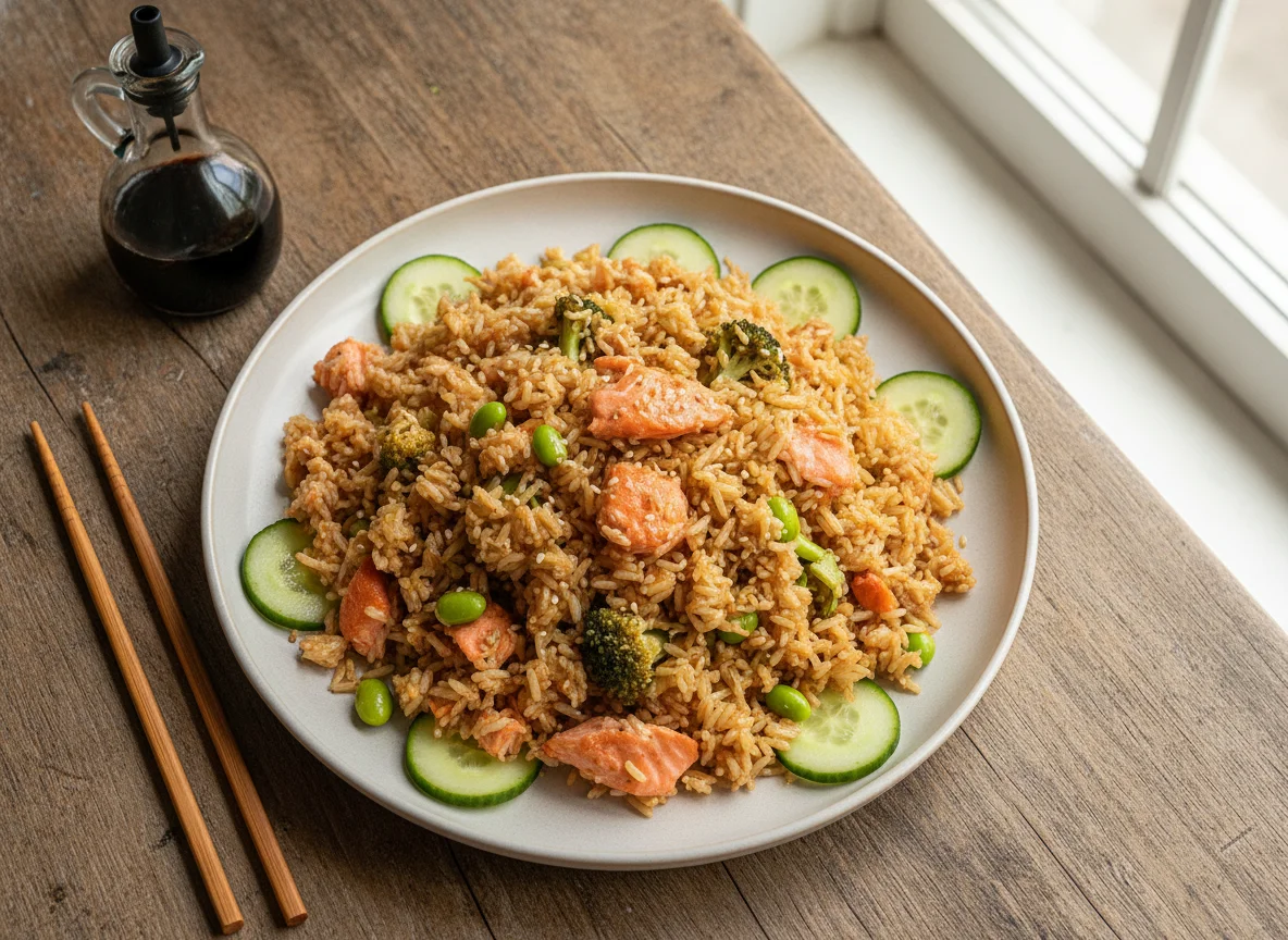 Salmon and Vegetable Fried Rice photo