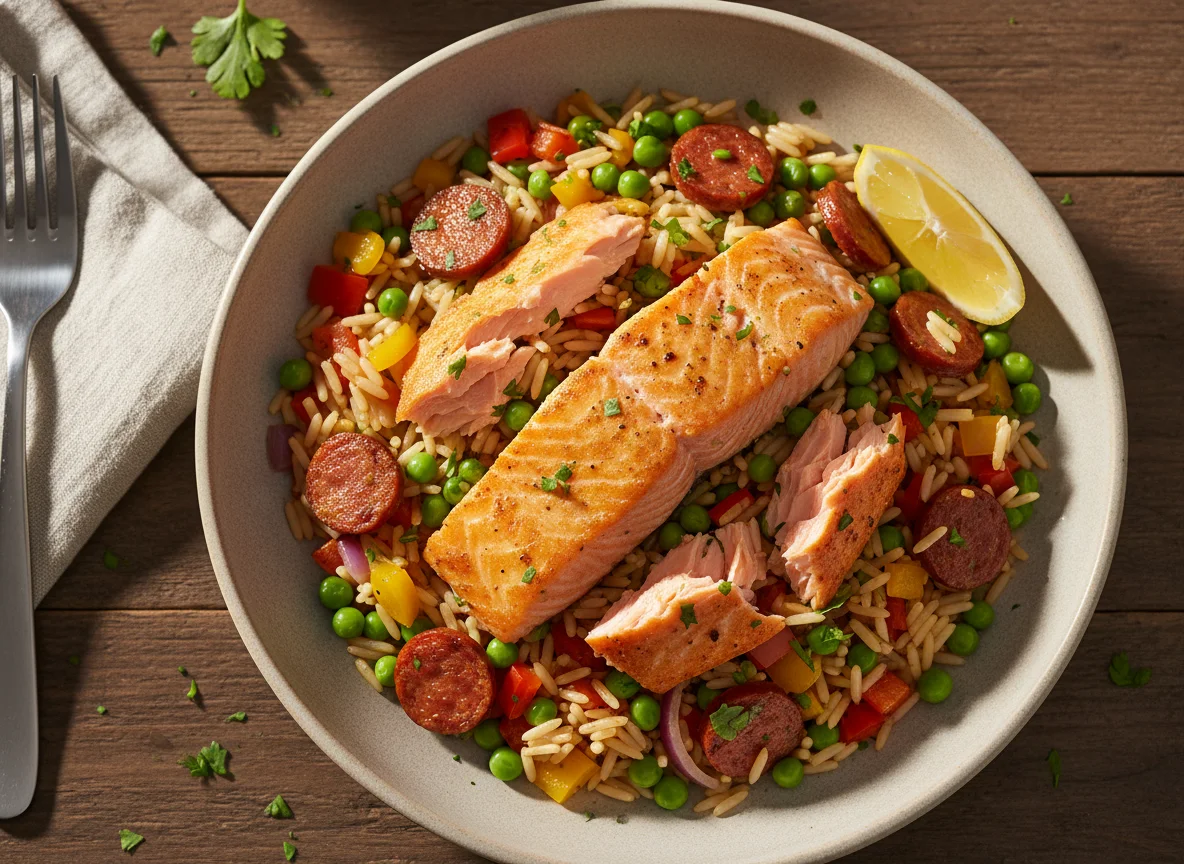 Salmon and Vegetable Rice photo