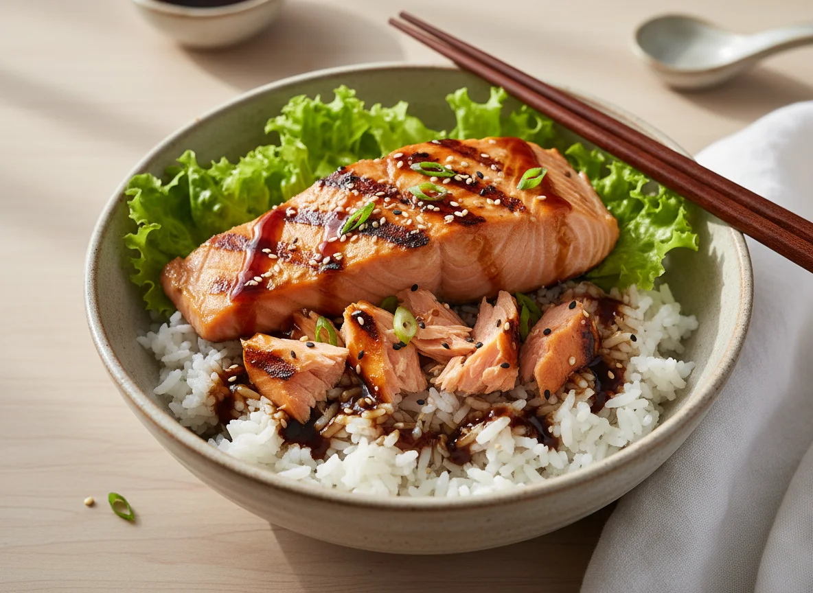 Salmon Donburi with Lettuce photo