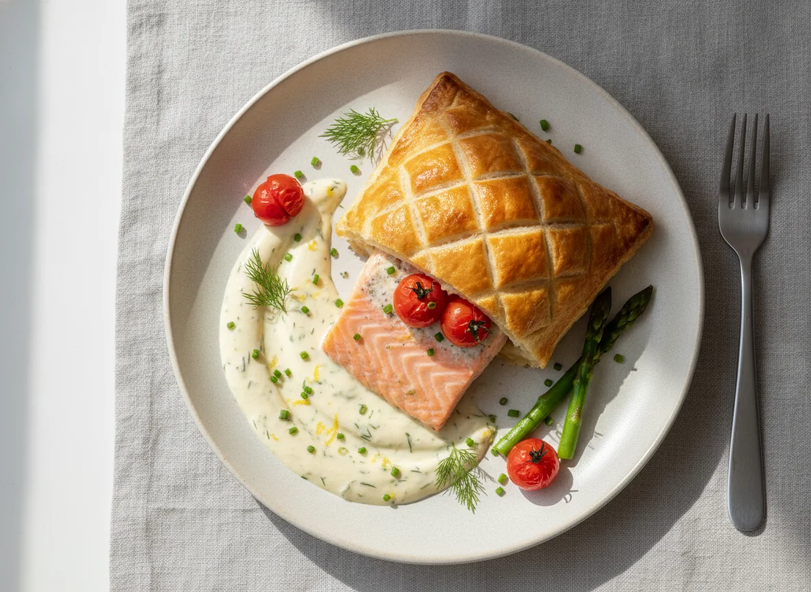 Salmon En Croute with Cream Sauce photo