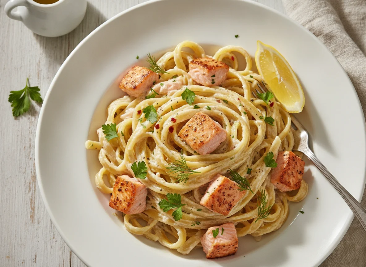 Salmon Fettuccine Alfredo photo