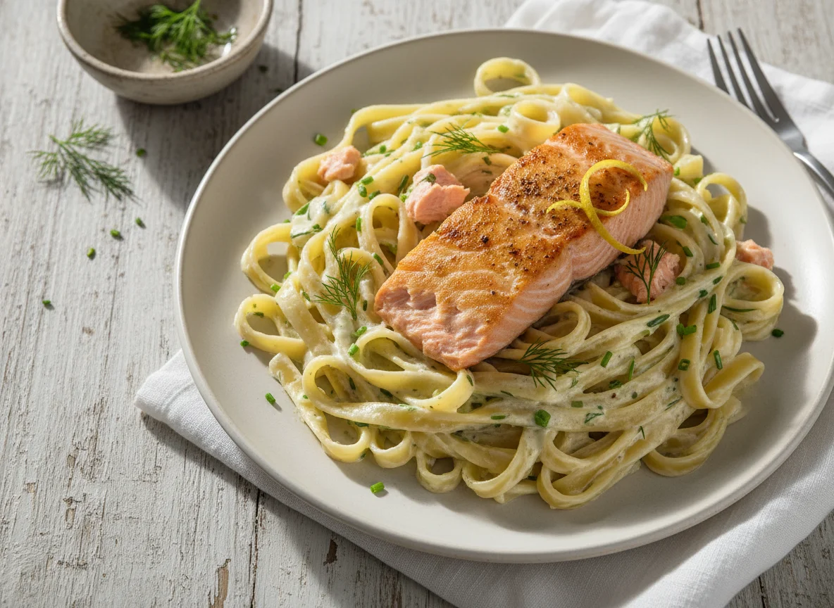 Salmon Pasta with Cream Sauce photo