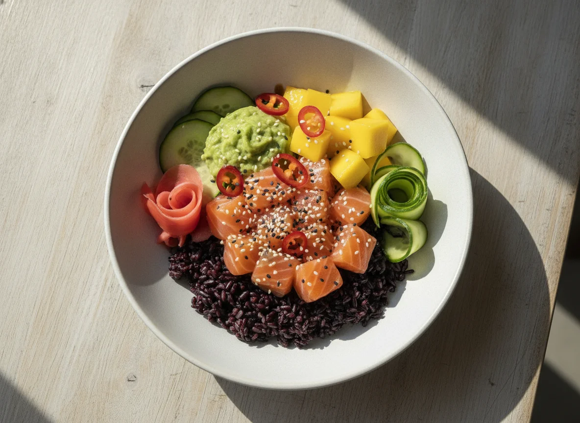 Salmon Poke Bowl with Black Rice photo