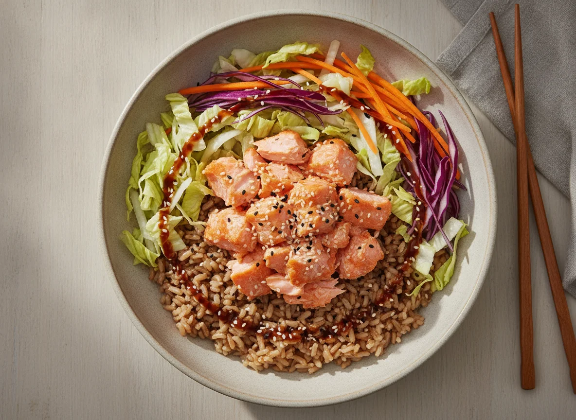 Salmon Poke Bowl with Brown Rice photo
