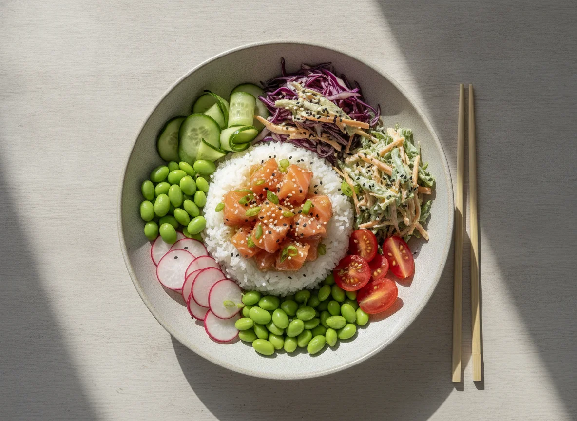Salmon Poke Bowl with Cabbage Salad photo