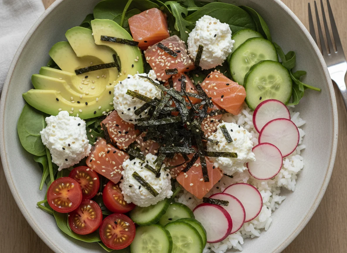 Salmon Poke Bowl with Cottage Cheese photo