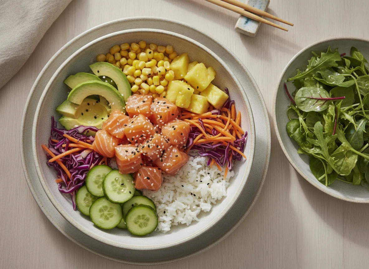 Salmon Poke Bowl with Side Salad photo