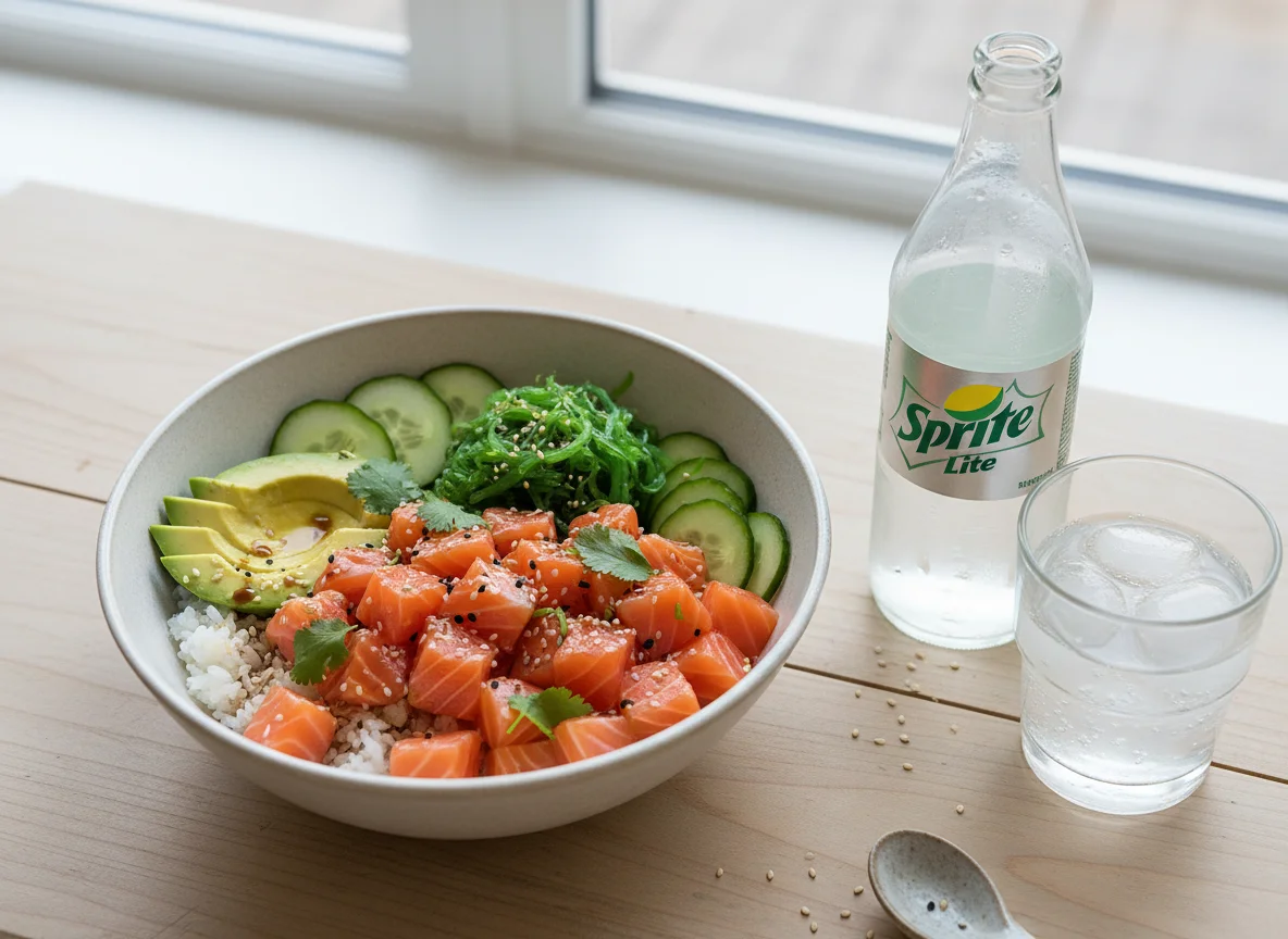 Salmon Poke Bowl with Sprite Lite photo