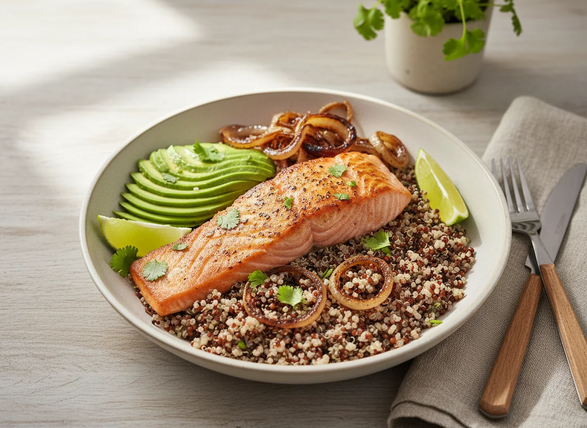 Salmon Quinoa Bowl with Avocado photo